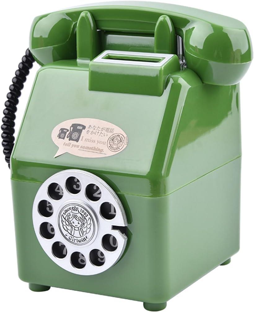 貯金箱 公衆電話型 レトロ アンティーク インテリア雑貨 おもちゃ おもしろ雑貨 ダイヤル式 グリーン 