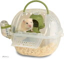 ハムスターケージ キャリー おでかけ おしゃれ 小動物 外出ケージ 給水器付(グリーン)(4)