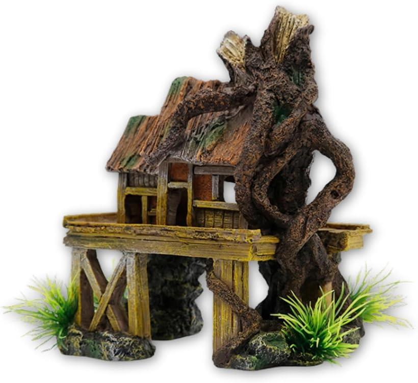 【楽天ランキング1位入賞】ウーパールーパー 隠れ家 水槽 オブジェ アクアリウム 飾り レイアウト 置物 魚(ブラウン, 中)