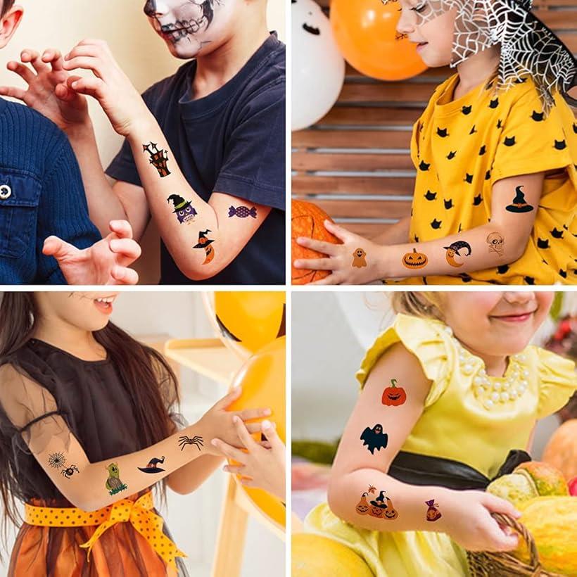 タトゥーシール ハロウィン コスプレ 仮装 かぼちゃ 飾り お化け 魔女 ゾンビ 傷 擦り傷 ドクロ くもの巣 ドラキュラ 他多数 WF-01(パターン5)