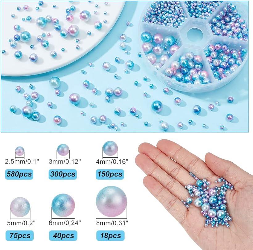 約1535個/箱 2.5/3/4/5/6/8mm 穴無しパール 人魚色パール サテン 光沢 ガラスビー...