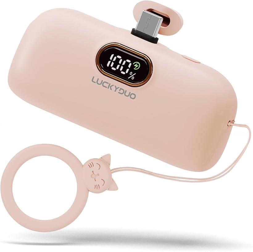 モバイルバッテリー 軽量 小型 5000mAh Type-Cコネクター内蔵 コードレス コンパクト 直接充電 PD20W急速充電 iPhone15シーズ20W充...