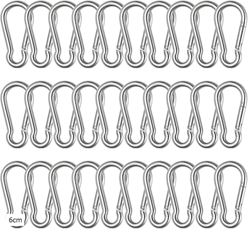 互換品 カラビナ ステンレス キーホルダー スプリングフック 小型 アウトドア 落下防止 6cm (6cm)
