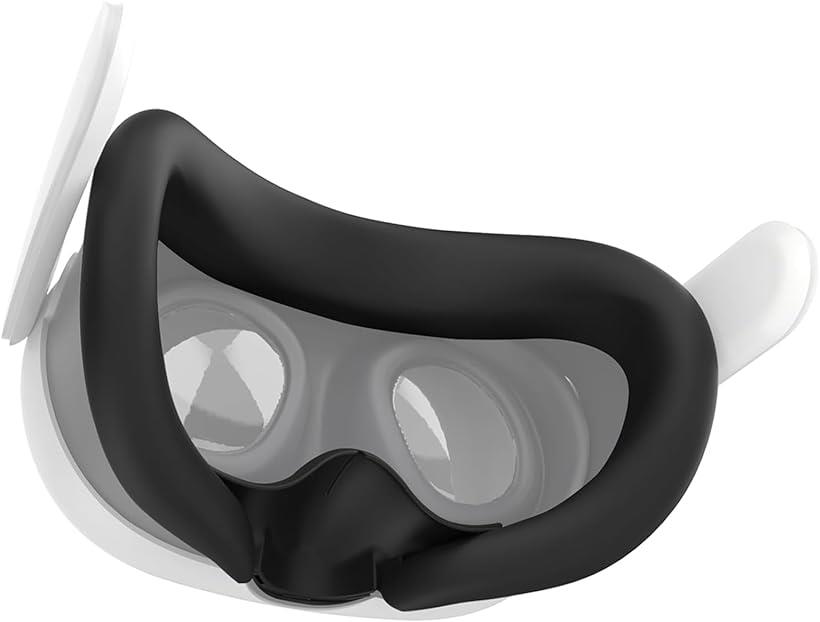 Meta Quest 3用 フェイスクッションカバー やわらかい 防汗 防汚 洗える 光漏れを軽減 ソフト VR アクセサリー ブラック( フェイス カバー ブラック01)