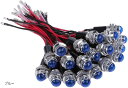 24V LED パイロット ランプ ダイヤカット 20個セット 16mm 16φ インジケーター ライト シグナル カスタム パーツ 汎用品(ブルー)