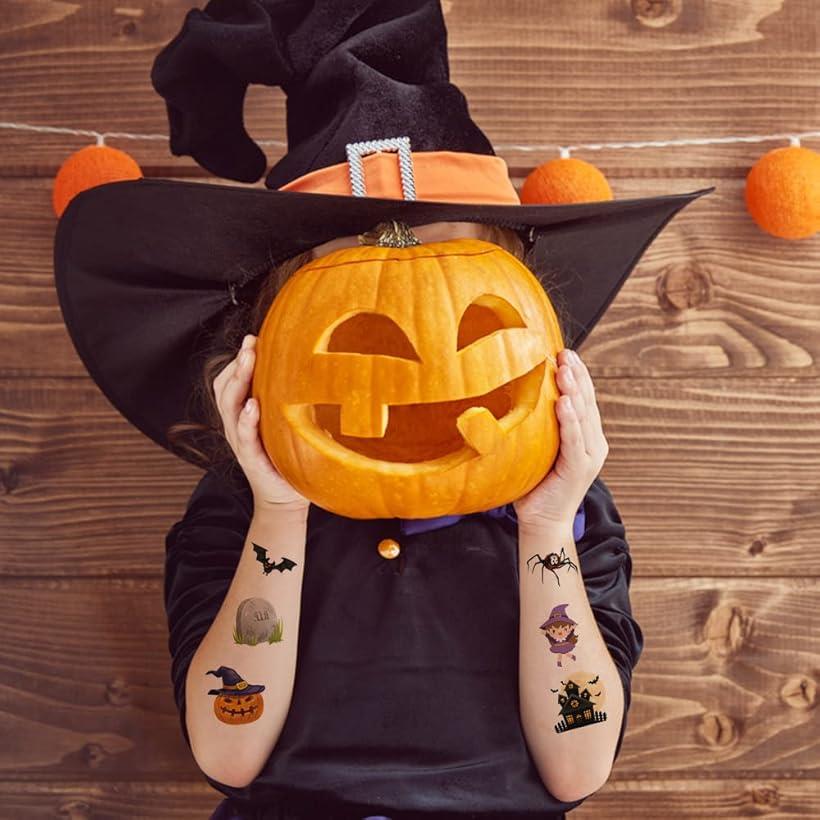 OHstoreのタトゥーシール ハロウィン コスプレ 仮装 かぼちゃ 飾り お化け 魔女 ゾンビ 傷 擦り傷 ドクロ くもの巣 ドラキュラ 他多数 WT-01 (パターン6)｜アングル2