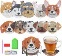 ダイヤモンドアート ビーズ コースター キット 犬 DIY 初心者 子供 ホルダー付 10個入(マルチカラー)