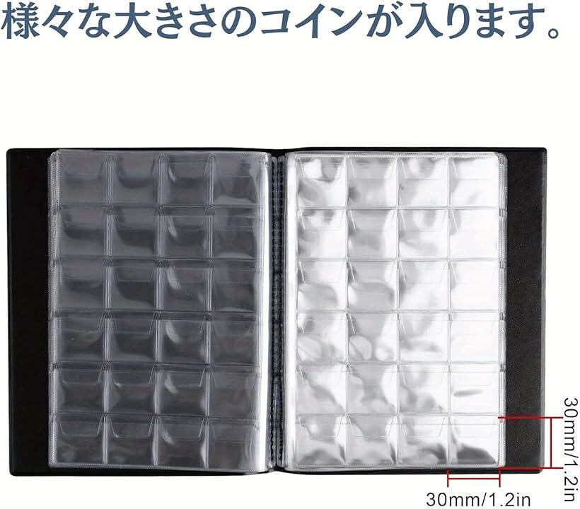 OHstoreのコインファイル アルバム ホルダー 記念メダル リフィル 記念硬貨 480枚 収納 貨幣 (ネイビー)｜アングル2