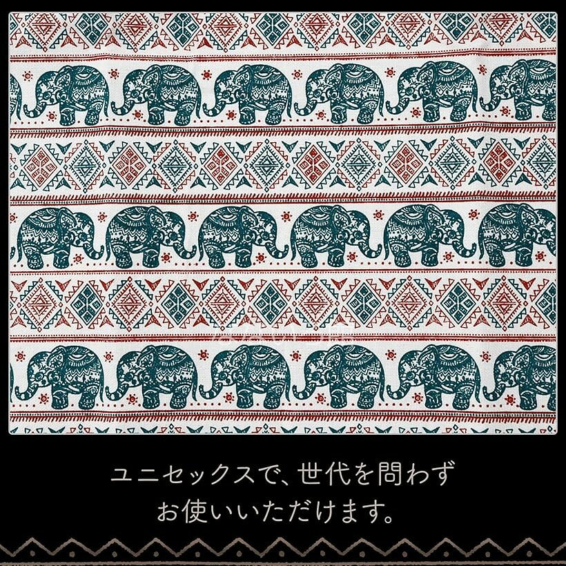 【楽天ランキング1位入賞】ゾウ柄 キャンバス生地 約115 x 200cm 綿 コットン ハンドメイド 手芸用 アジアン エスニック 布 グリーン (グリーン) ohstore-10621330 OHstore サンプル画像3