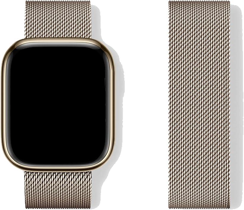バンド コンパチブル Apple Watchバンド オールメタル ステンレス製 マグネットバンド Series Ultra/8/7/6/SE/5/4/3/2/1 男女兼用(ゴールド, 38/40/41mm)