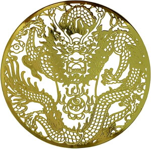 【楽天ランキング1位入賞】金運隆昌 商売運 仕事運 邪気祓い ゴールド 龍 ドラゴン 円形 4.8x4.8cm 金色 金属 デカール シール 5枚E828(ゴールド)