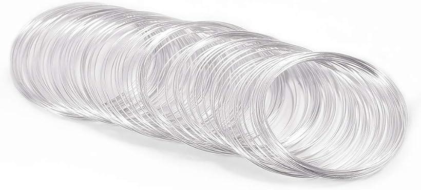 メモリーワイヤー 形状記憶ワイヤー シルバー 100ループ 線径0.6mm 直径6cm ブレスレット用 ステンレスワイヤー ビーズ アクセサリー製作 手芸用品