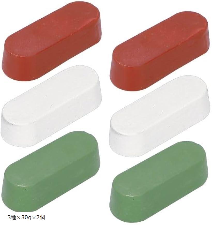 コンパウンド 金属磨き 研磨剤 メタルコンパウンド ポリッシュ バフ 鏡面仕上げ 鏡面磨き 研磨バフ 赤棒 白棒 青棒 30g 各2個セット