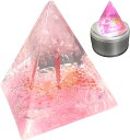 オルゴナイト パワーストーン 天然石 ピラミッド LED回転台付き 癒しグッズ 水晶 ローズクォーツ 愛 生命力(ローズクォーツ 愛 生命力 癒し)