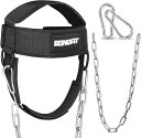 Beingfit ネックハーネス&ヘッドハーネス 強化された首・背中トレーニング用ハーネス - 耐久性と快適さを兼ね備えたトレーニングギア 筋トレグッズ フリーサイズ(黒, ワンサイズ)