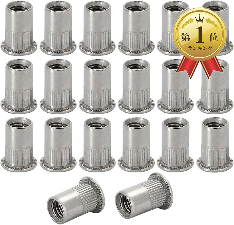 【楽天ランキング1位入賞】リベットナット ステンレス ナットリベット リベナット 20個入 (シルバー, M6 15x9mm 20個)