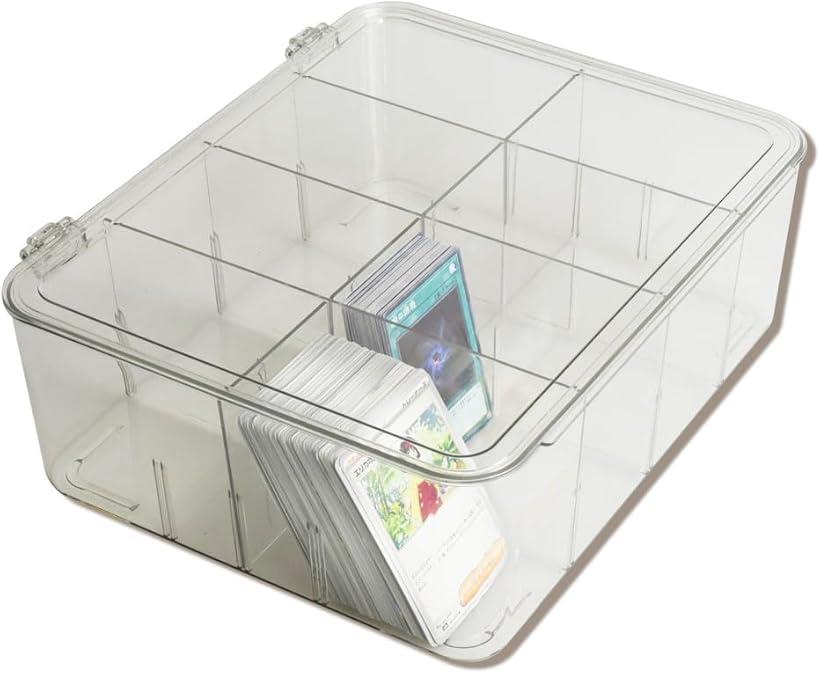 大容量トレーディングカード収納ケース 蓋付き 防汚対策 クリア 縦置き/横置き 視認性