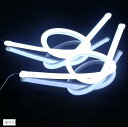 シリコン チューブ led ライト 車 12v ランプ アイライン ネオン デイライト 防水 グリル テールランプ ストリップ 60cm(ホワイト, 60cm)