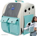 ペット キャリーバッグ リュック ショルダー 収納 折畳 小型 犬 猫 うさぎ 小動物 お出かけ 軽量 通気 2WAY(ライトグリーン)