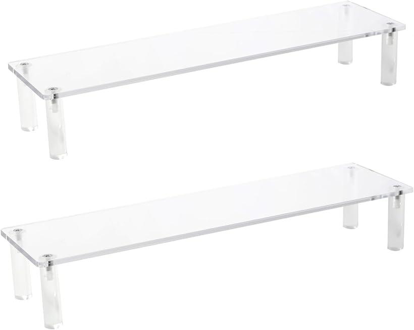 アクリルディスプレイスタンド 組み立て式 フィギュア 小物展示用 クリア 2個セット 30cmx8cmx5cm (クリア)