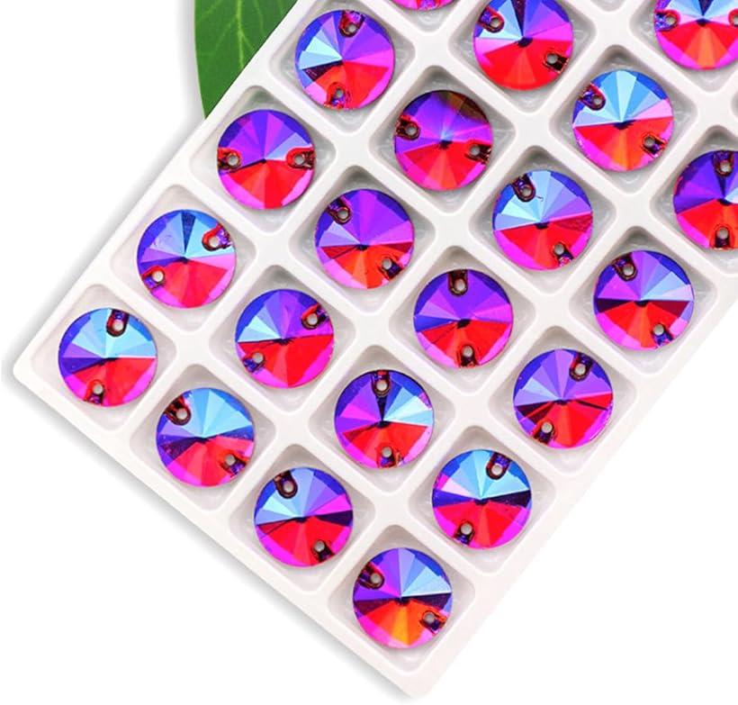 装飾用 ガラスビジュー ガラスストーン 高輝度 パーツ ソーオン ソーオンビジュー ガラスビーズ ラインストーン 丸型 手芸用 縫い付け 縫いつけビジュー 衣装パーツ 16mm オーロラピンク (オーロラピンク)