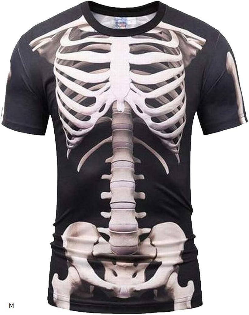 スケルトン 風 おもしろ 3D プリント Tシャツ 骨 骸骨 レントゲン コスプレ ジョーク グッズ メンズ M (M)