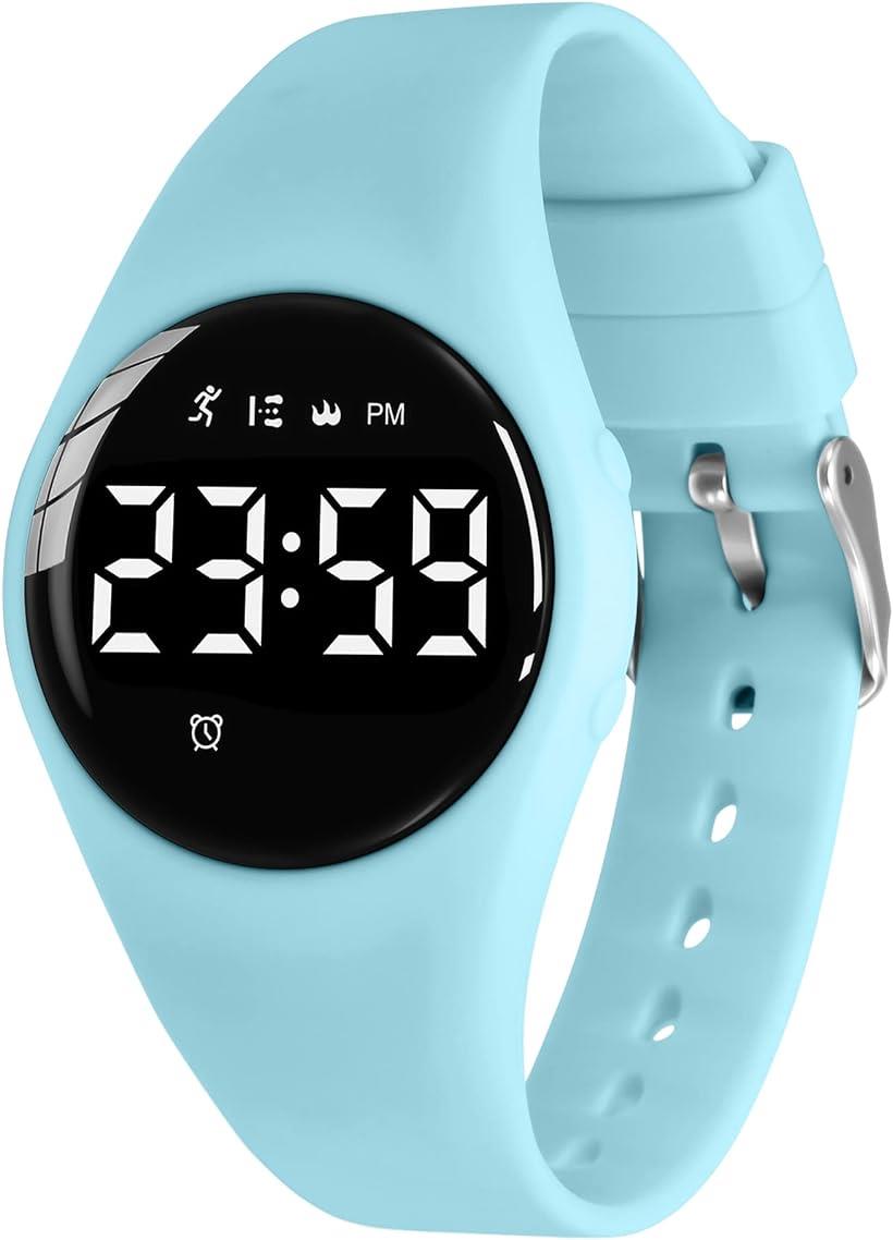 子供用スマートウォッチ 活動量計 キッズ 腕時計 デジタル腕時計 5ATM防水 充電式 スポーツウォッチ( 07-ブルー)
