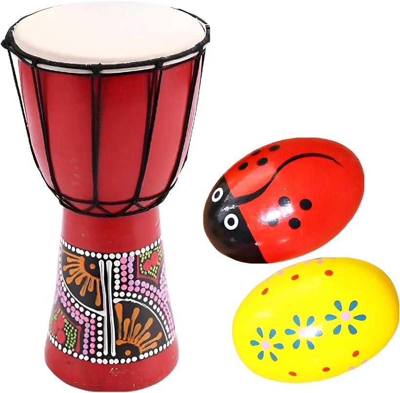 ZERONOWA ジャンベ 太鼓 ハンドドラム 民族楽器 マラカス付き ハンドドラム パーカッション (30cm)