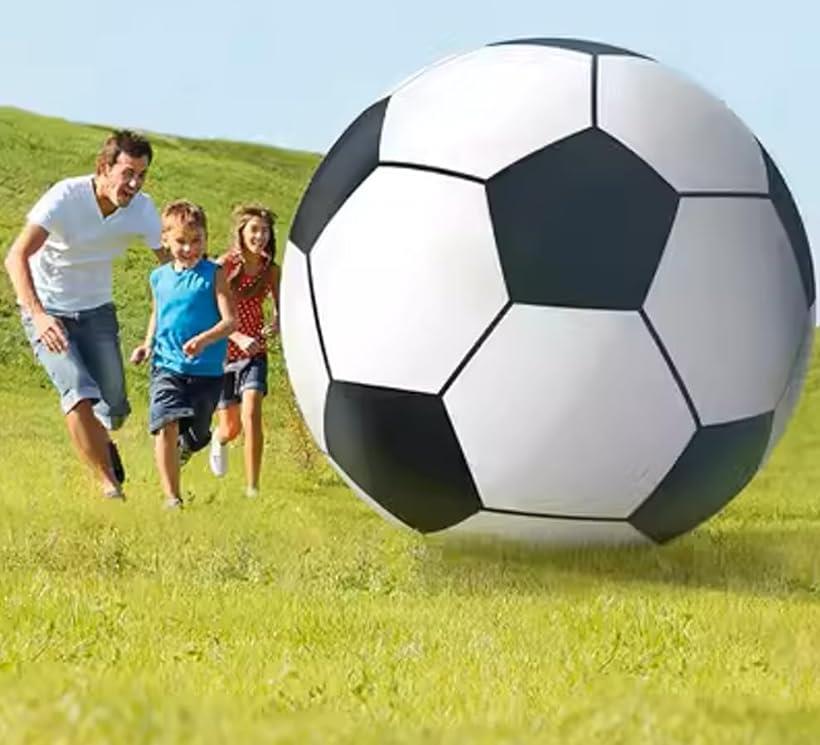 巨大 サッカーボール ビーチボール インフレータブル ジャンボ マリンスポーツ 水遊び( 白, 直径150cm)