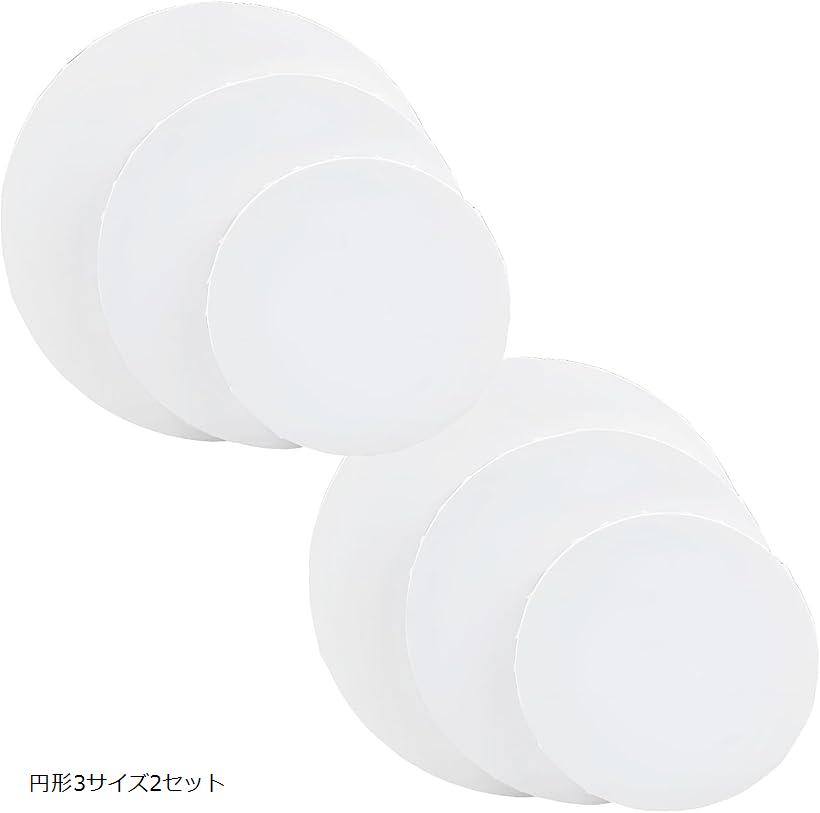 キャンバス 画材 ハート 六角形 円形 3サイズ 絵画ボード 木製フレーム 円形3サイズ2セット (ホワイト)