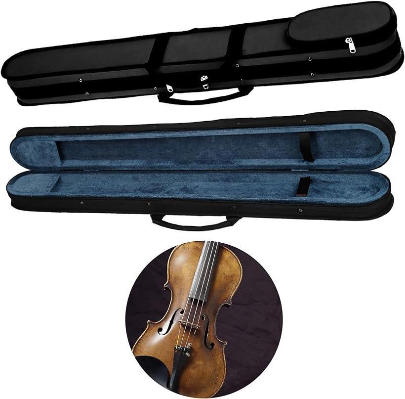 弓ケース バイオリン ビオラ チェロ 3種共用 2本収納 持ち運び 保管 オックスフォード生地( 黒色, ヴァイオリン・ビオラ・チェロ・弓2本収納)