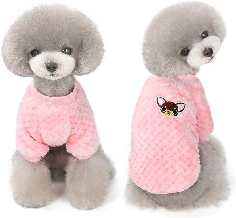 AmzBarley 犬服 ロンパース セーター ジャンパー パジャマ ジャケット 柔らかい 防寒 保温 暖かい 可愛い ドッグウェア フリース カバーオール