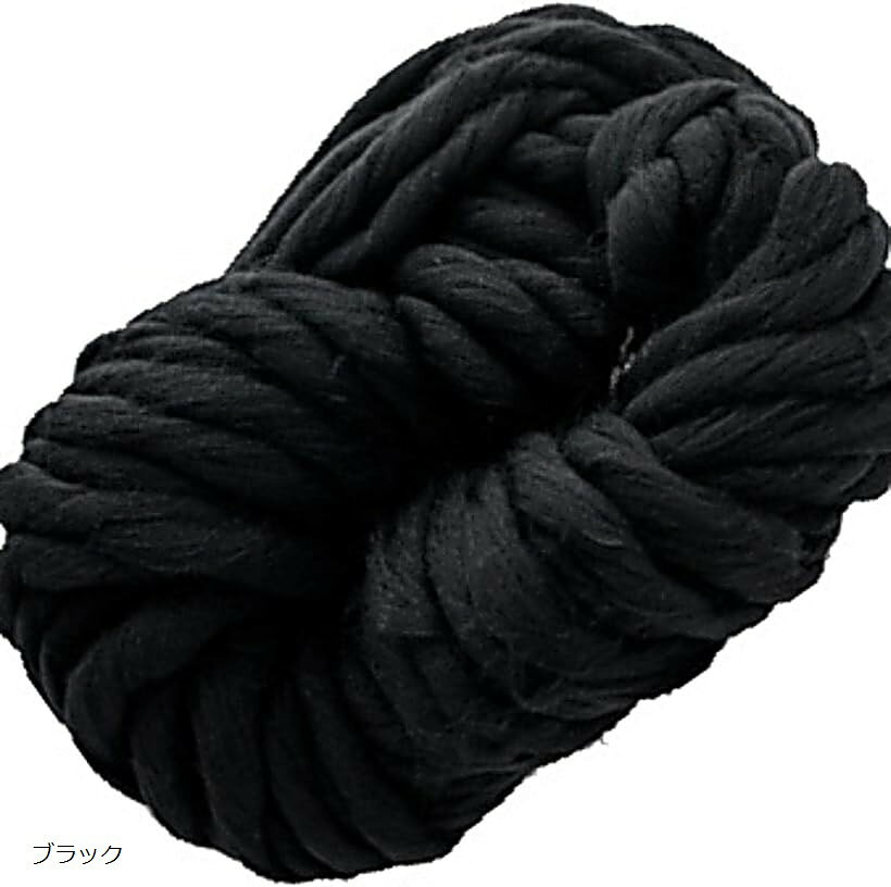 超 極太 毛糸 250g チャンキーニット 北欧風 ヤーン ざっくり うで編み 指編み SW1956 ブラック (ブラック)