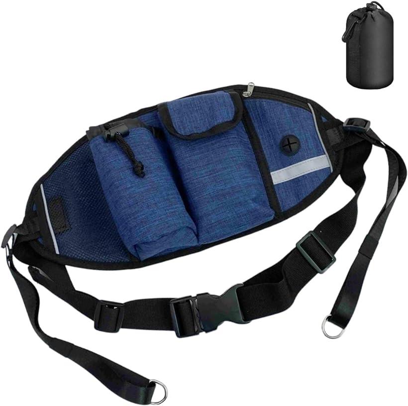 犬 お散歩バッグ 多機能 ウエストバッグ 使用済 マナー袋ポーチ付 ウエストポーチ ボディバッグ ペット( ブルー)