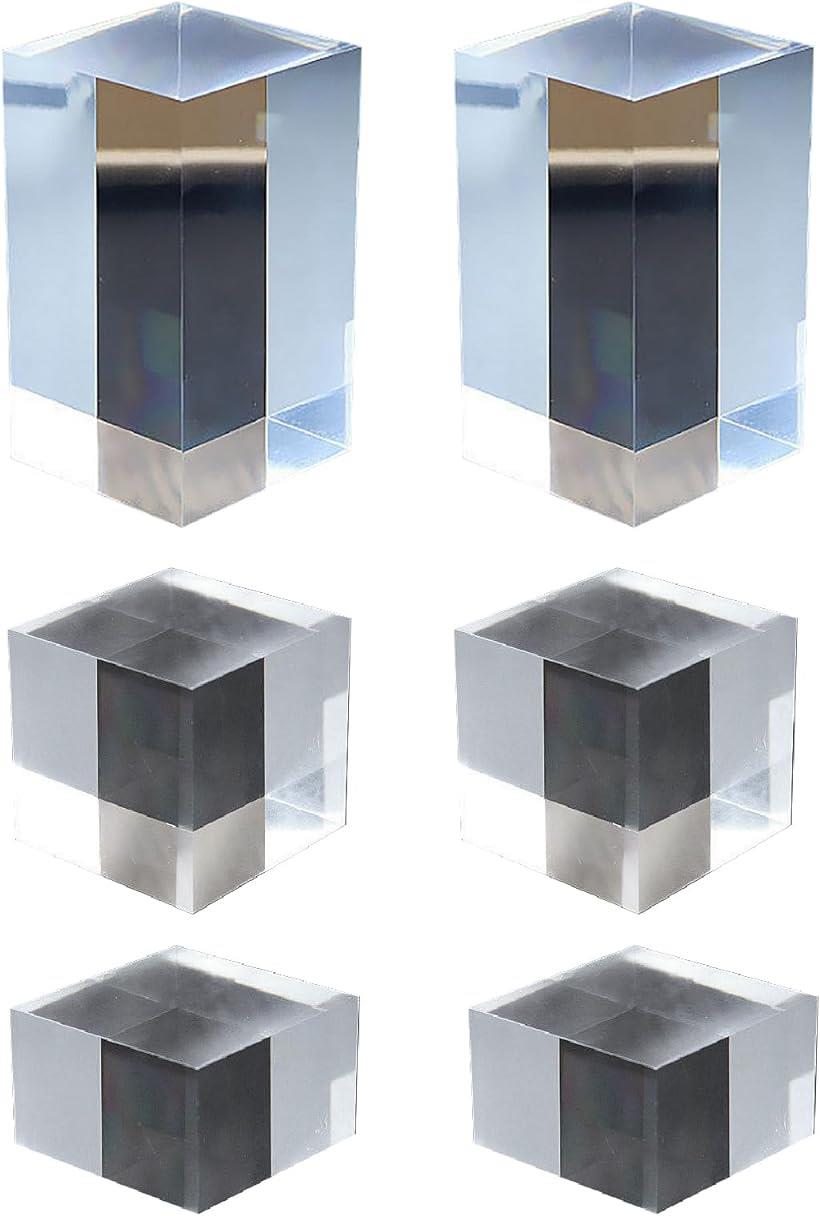 Famimueno アクリル ディスプレイ スタンド インテリア 透明 フィギュア 展示 撮影 道具 台座 (クリア（透明）, 高さ8cm/5cm/3cm各2個・6個セット)