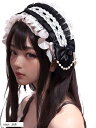 ロリータ ヘッドドレス カチューシャ レース リボン ゴスロリ 髪飾り 萌え メイド(black, 普通)