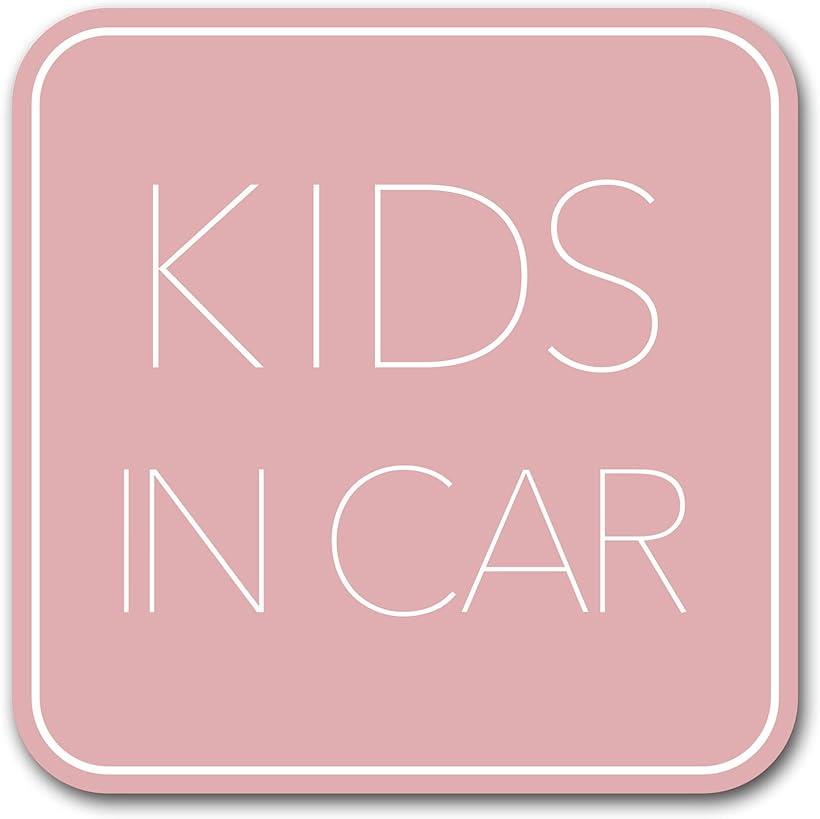 キッズインカー ステッカー Kids in car シンプルデザイン こども乗っています On Board サイン ピンク