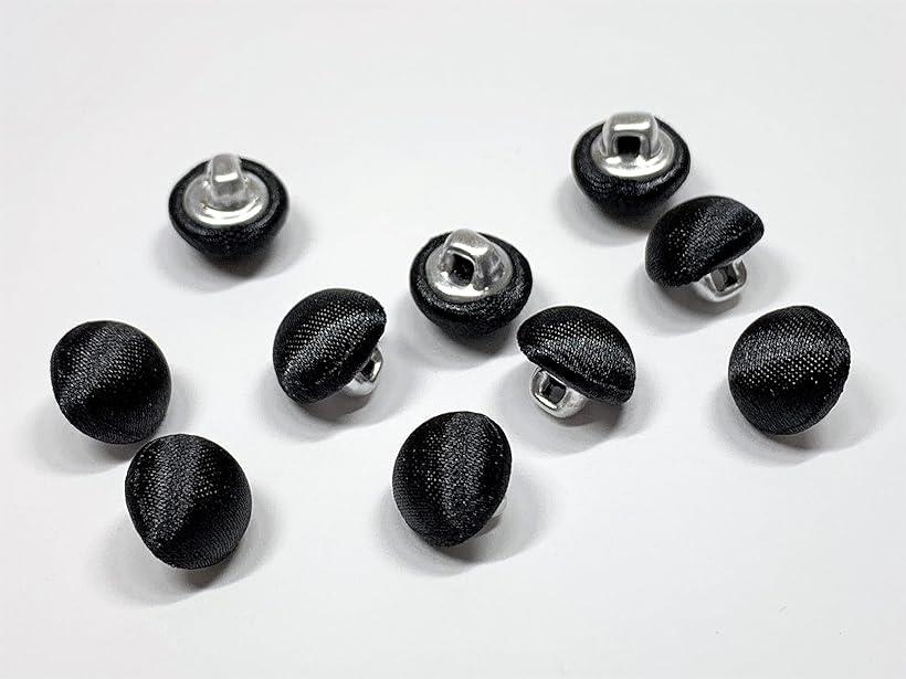 ボタン くるみボタン 10mm 10個セット ミニサイズ ハンドメイド 材料 サテンーブラック (サテンーブラック)