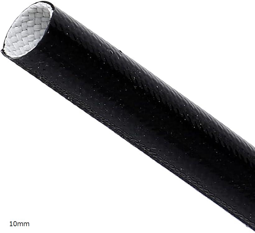 耐電圧 耐熱 耐火 耐水 防水 シリコン ガラス グラス ファイバー 配線カバー ハーネスカバー ケーブル 結束カバー 耐圧 7000V 3m売り -10°C から260°C 10mm (ブラック, 10mm)