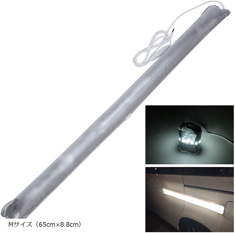 折り畳んでぺったんこ。膨らませてぺたっと簡単設置 LEDライト 最大1500ルーメン USB キャンプ アウトドア 釣り 車中泊 Mサイズ 65cmx8.8cm (Mサイズ（65cmx8.8cm）)