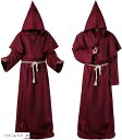 morytrade 僧侶服 コスプレ 神父 修道士 霊媒師 牧師 中世 衣装 仮装 ハロウィン(ワインレッド, M)