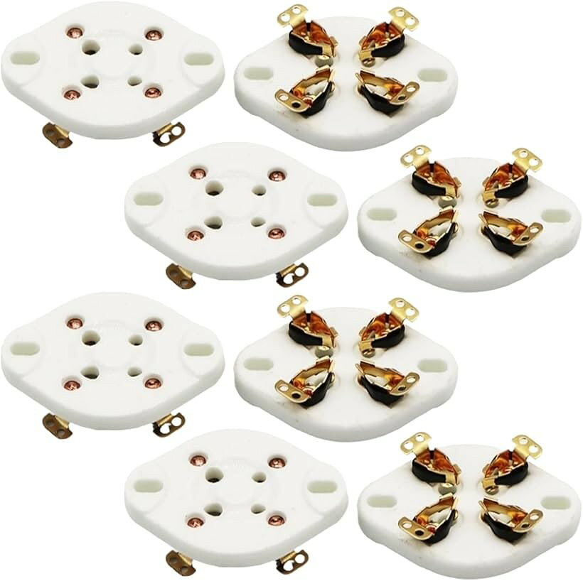 真空管 ソケット UX 4ピン ST管 アンプ セラミック プレート 2A3 300B 811 80 8AA 5Z3 ネジ穴有 金メッキ 8個 (8個セット) ohstore-10626187 OHstore パッケージ画像