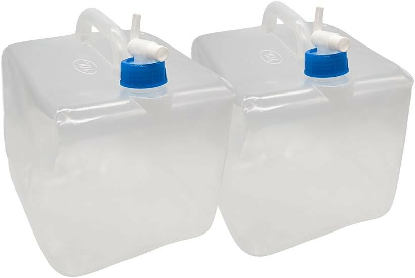 ウォータータンク ポリタンク 10l 折り畳み 蛇口 水 防災 アウトドア 2個セット (透明)