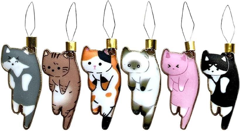 針糸通し 猫 選べる6色 針ヘルパー 可愛い 手芸 道具 ネコ 裁縫 便利 ツール( 全色セット)