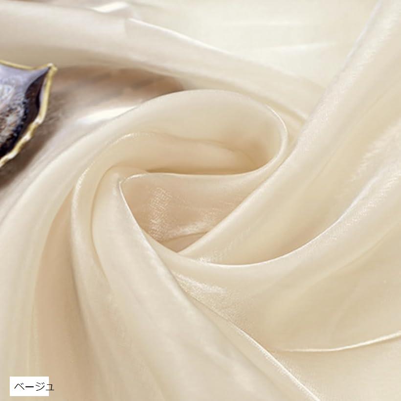 シルク風 オーガンジー 生地 選べる12色 2mx150cm 極光沢 手芸 カラー 無地 布 (ベージュ)