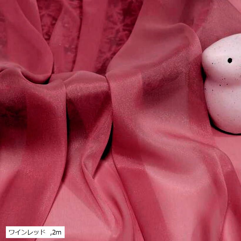 微光沢 ソフト シフォン 生地 選べる20色 幅1.5m 手芸 カラー 無地 透ける 布 (ワインレッド, 2m)