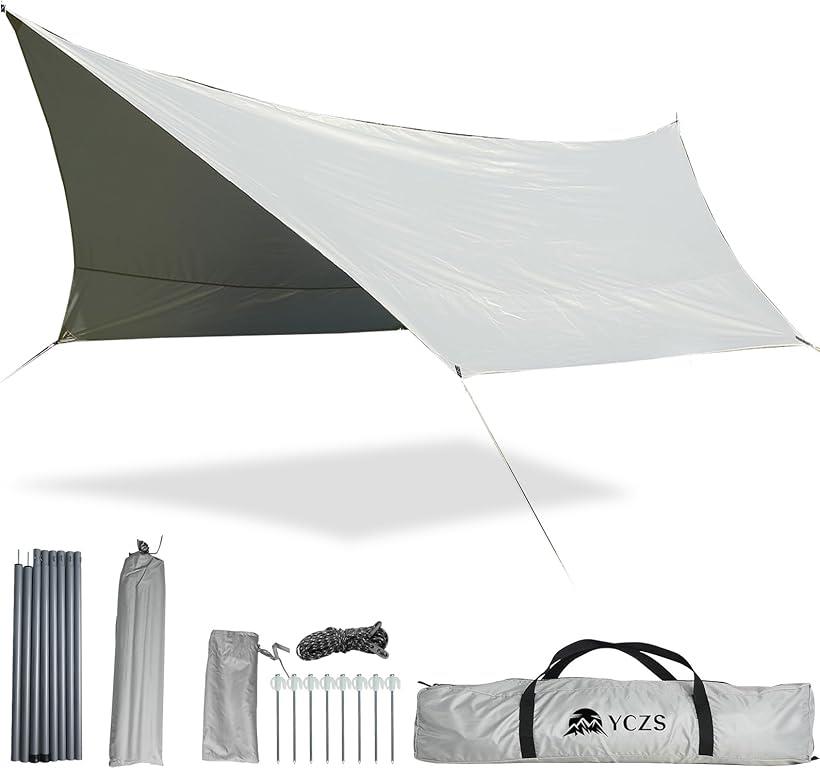 ヘキサタープ タープテント 6mx4.2m UVカット キャンプ用品 遮熱性 耐火性 耐水性優れ TC 延長テープ ..