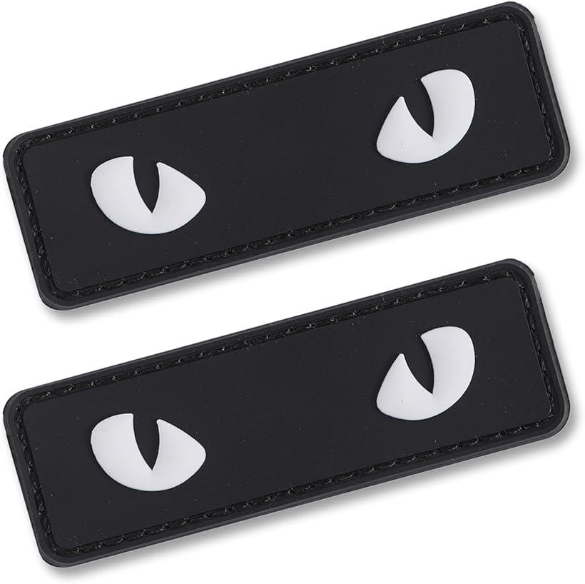 Rakuten - ワッペン 猫の目 面ファスナー ウォーキング 散歩 反射 蓄光 発光 2枚セット (黒, M)