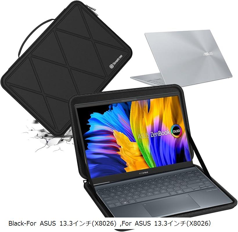 互換品 ハードEVA保護スリーブケース 13.3インチ ASUS Zenbook Flip OLED UX363 防水 360度耐衝撃 (Black-For ASUS 13.3インチ, For ASUS 13.3インチ(X8026))