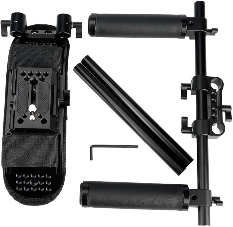 互換品ショルダーパッドサポート 汎用ショルダーマウント クイックリリスベースプレート付き 15mmレール付き ハンドグリップ付き 15mmロッドサポートシステムに対応 224 (ブラック)